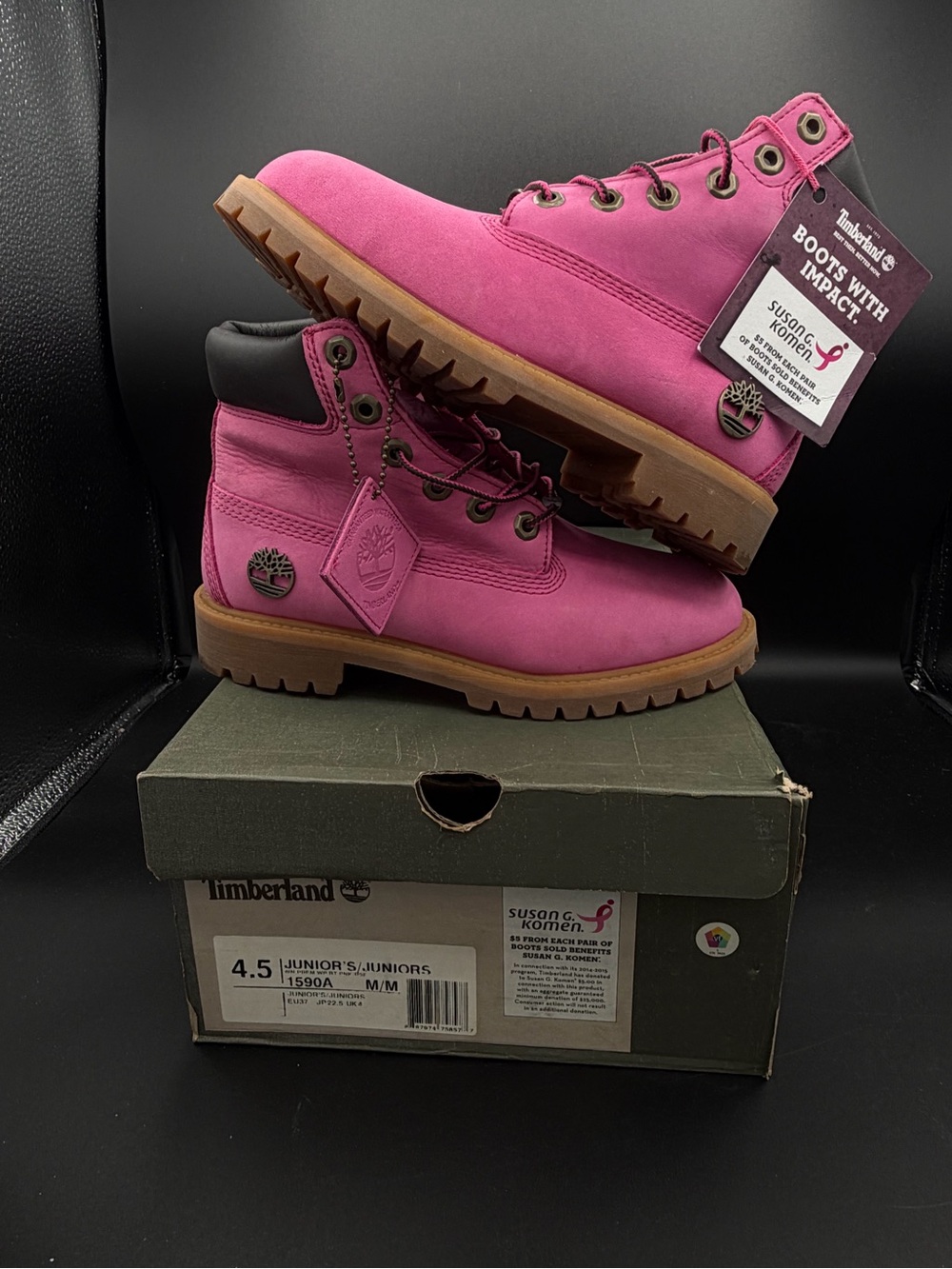Timberland Pink Nubuck Lace-Up Boots with Tan Lug Sole